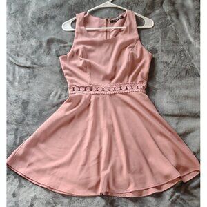 Sweet Rain Pink Sleeveless Fit & Flare Dress Lace Waist, Back Zipper - Womens Sm